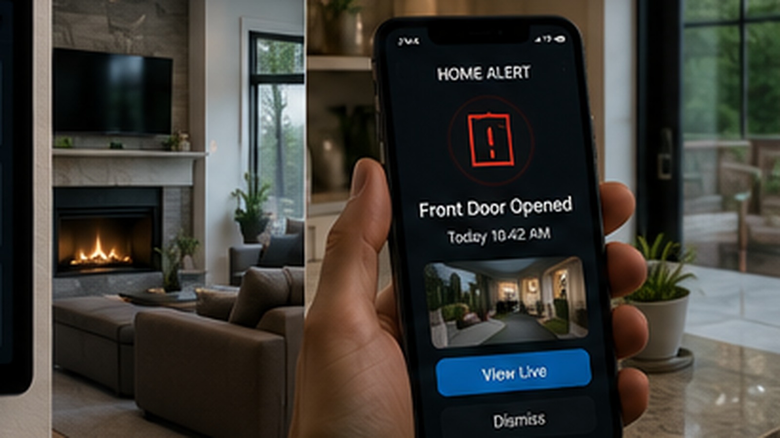 Phone receiving a smart alert for a loved one's home
