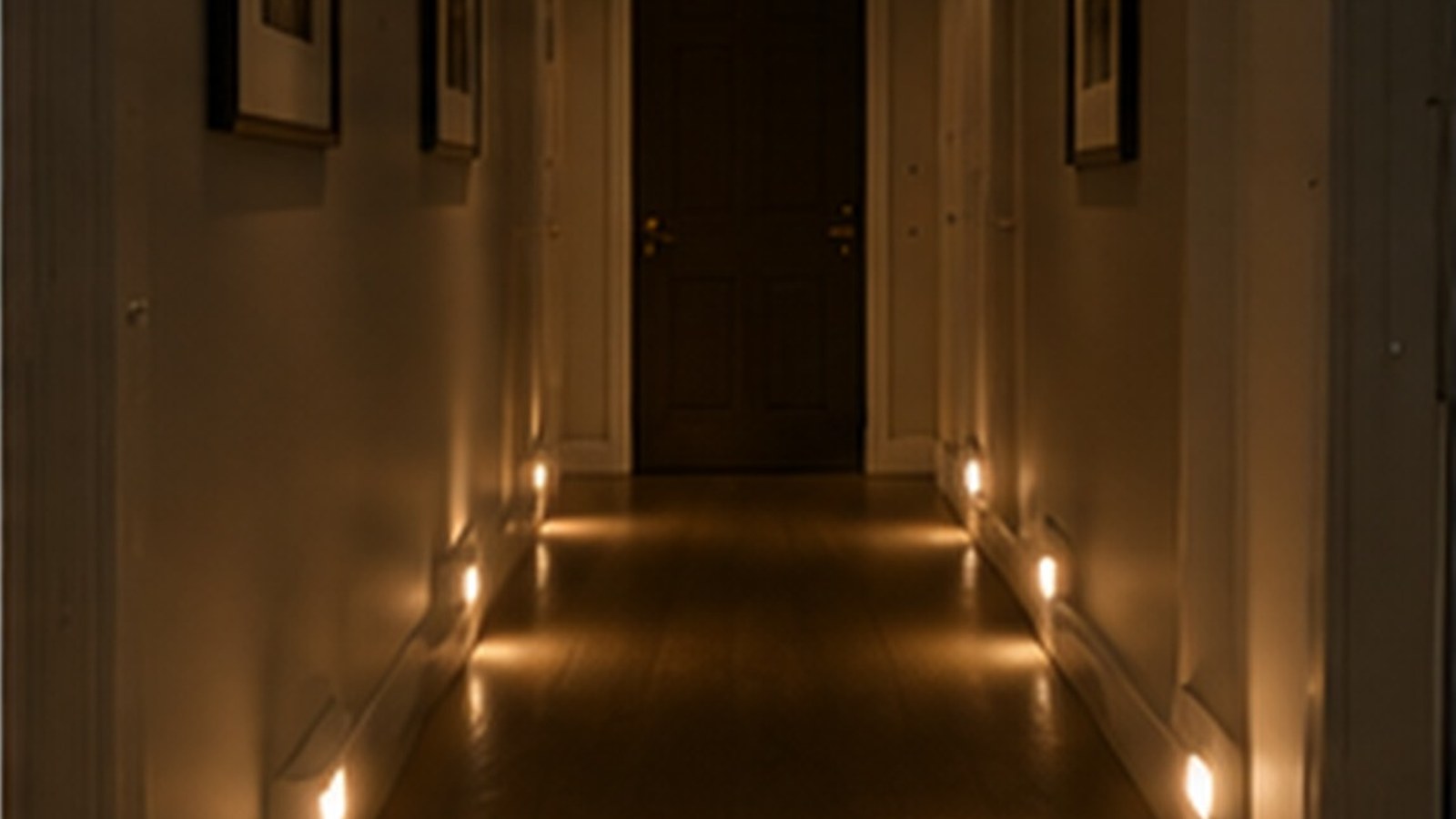 Hallway with automatic nighttime pathway lighting